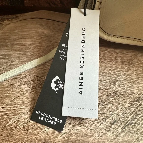 NWT Aimee Kestenberg White Leather Crossbody Bag with pockets and wide strap. - Picture 12 of 16